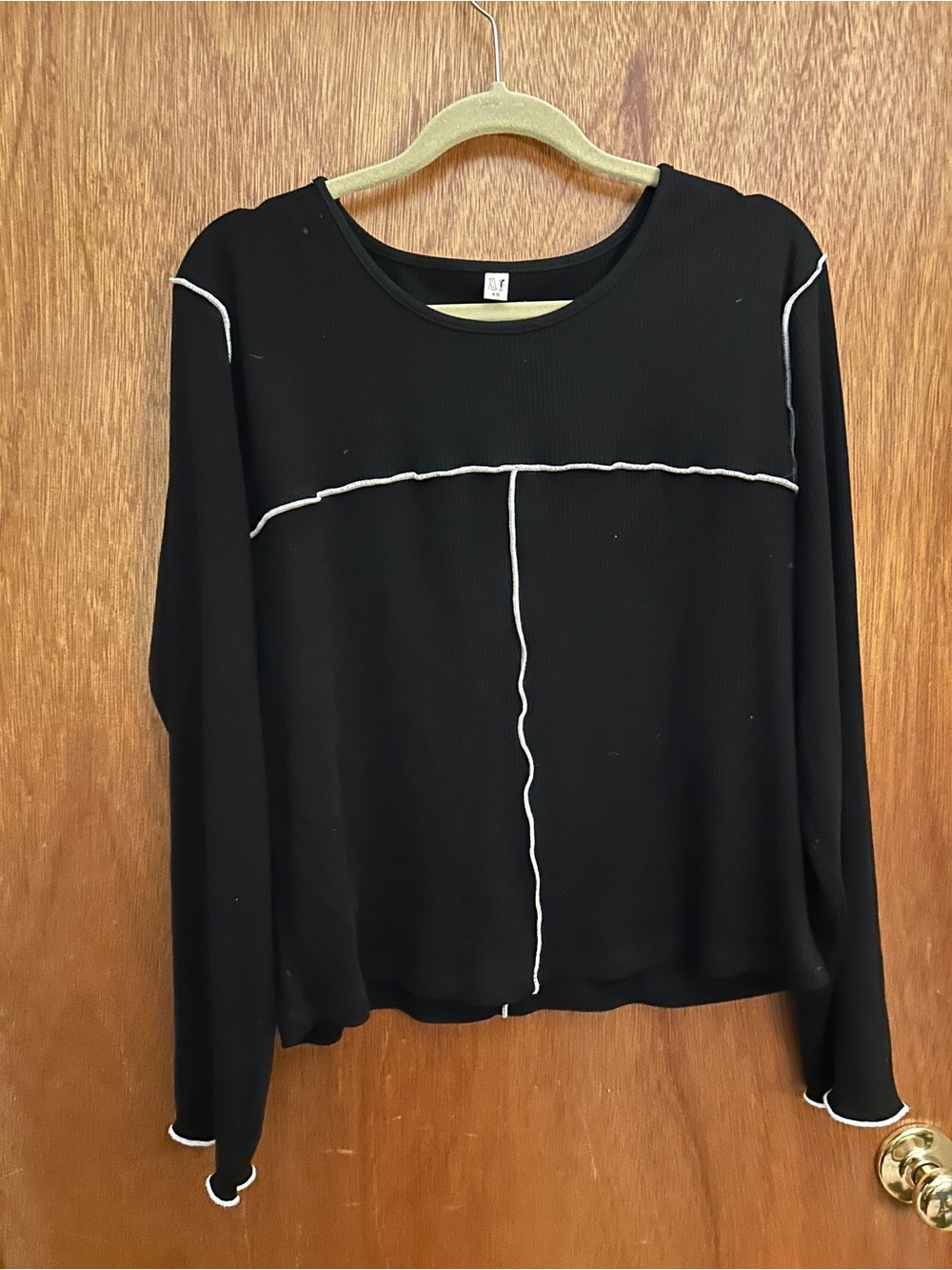 Fashion Brand Company Tencel Ribbed Long Sleeve with Contrast Seams